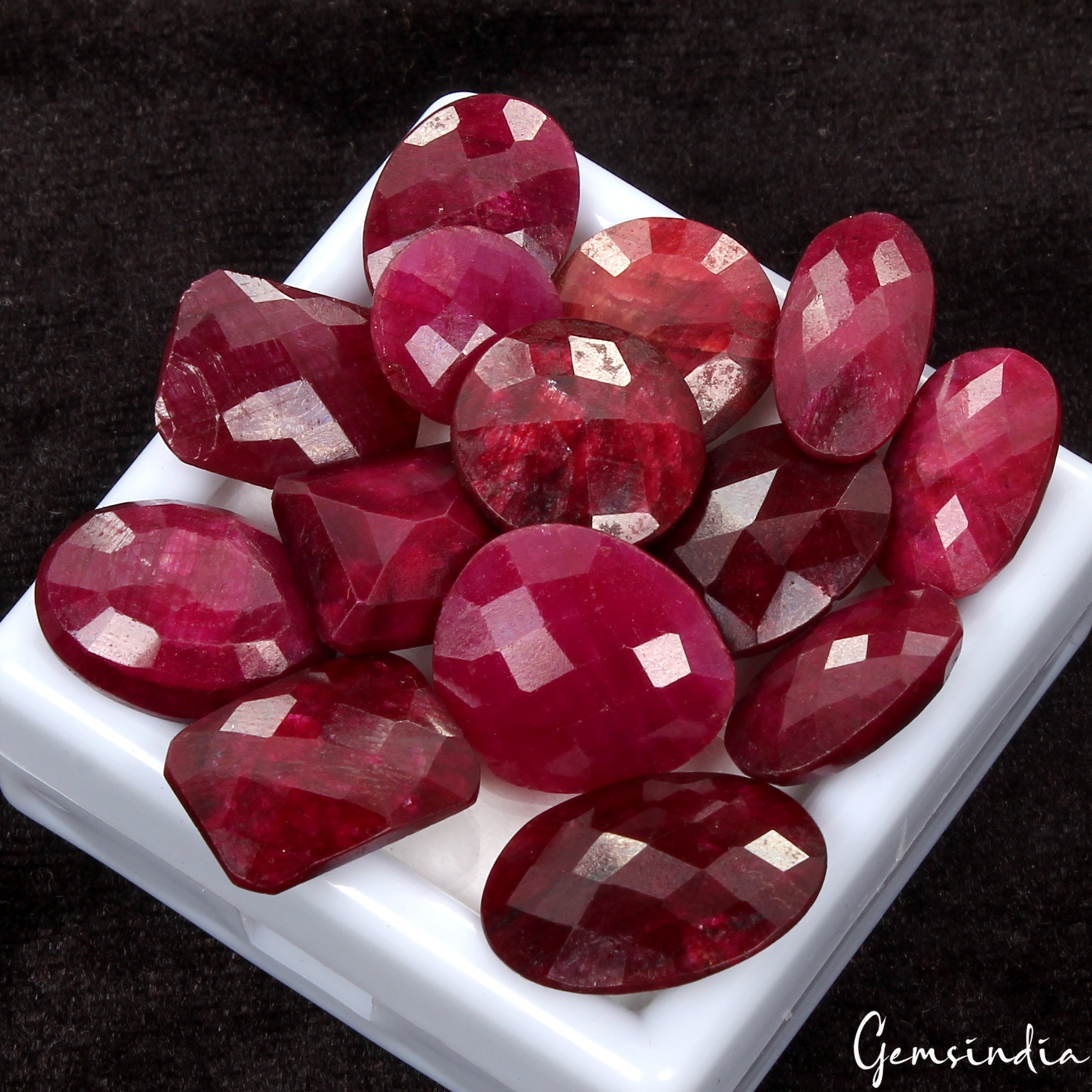 16 Pcs Certified Natural Red Ruby Mix Cut 12-20mm Loose Gemstones For Jewelry