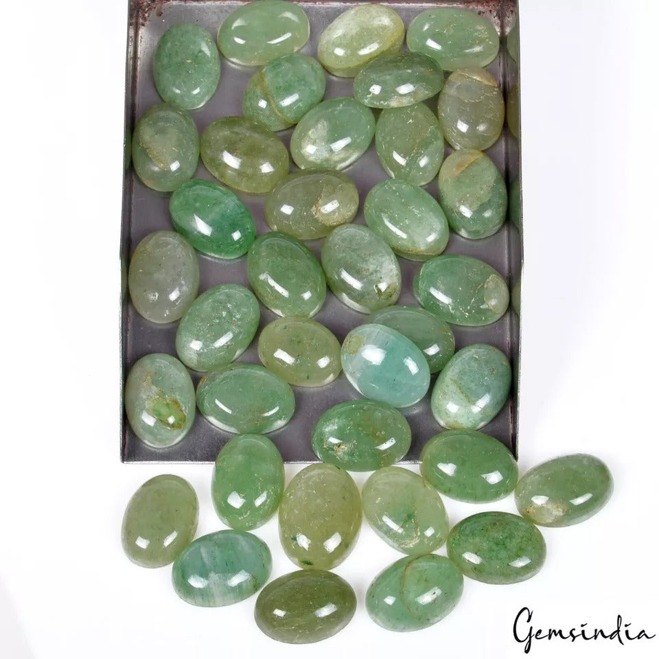 450 Ct/37 Pcs Natural Nice Green Aventurine Loose Oval Cab Untreated Gemstones