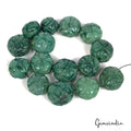 Natural Green Emerald Melon Carved Drilled Beads 340 Ct Loose Gemstones 15 Pcs