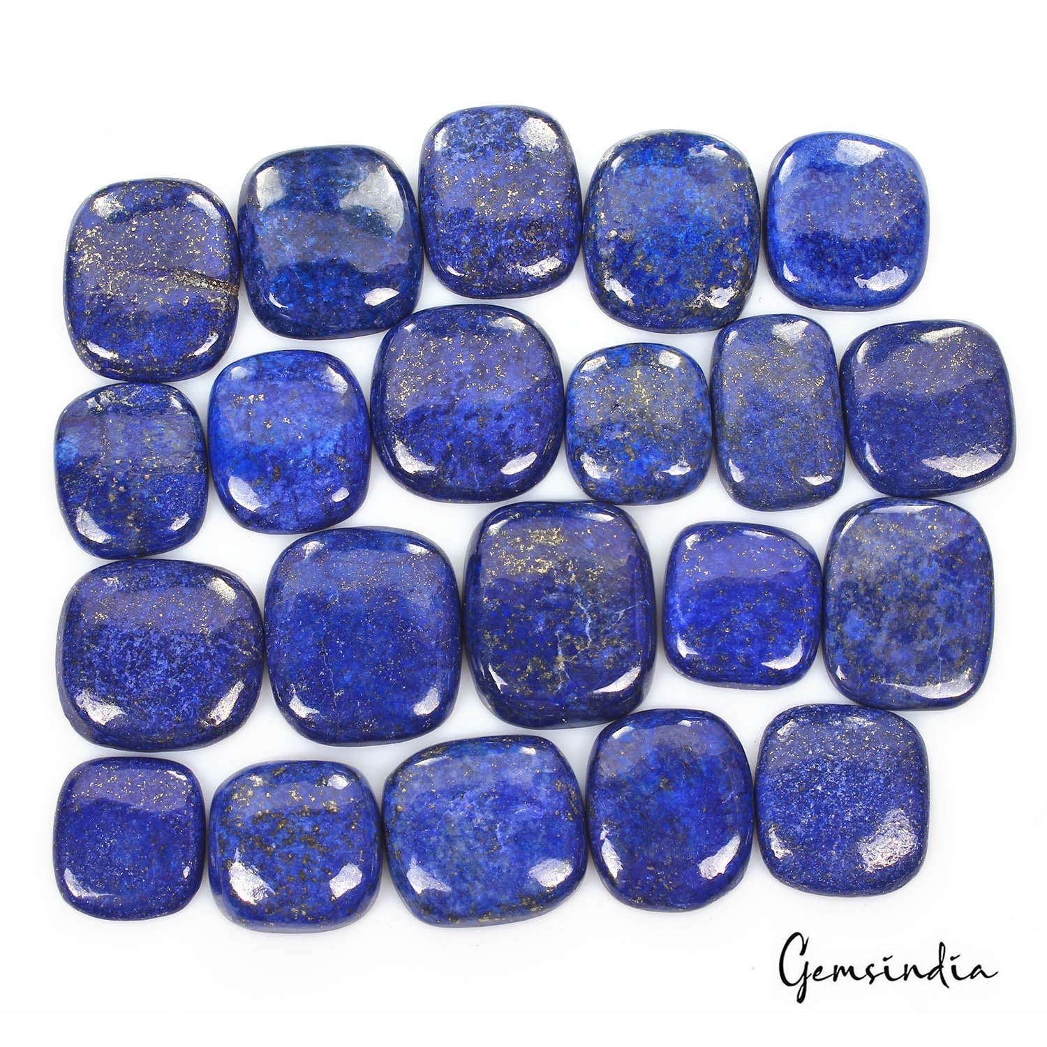 1000 Cts/21 Pcs Natural Blue Lapis Lazuli Gold Flecks Cushion Cab Wholesale Gems