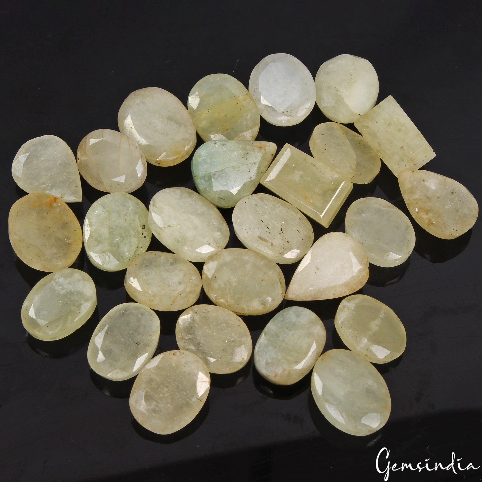 300 Cts/26 Pcs Natural Untreated Green Beryl Aquamarine Mix Cut Gems For Jewelry