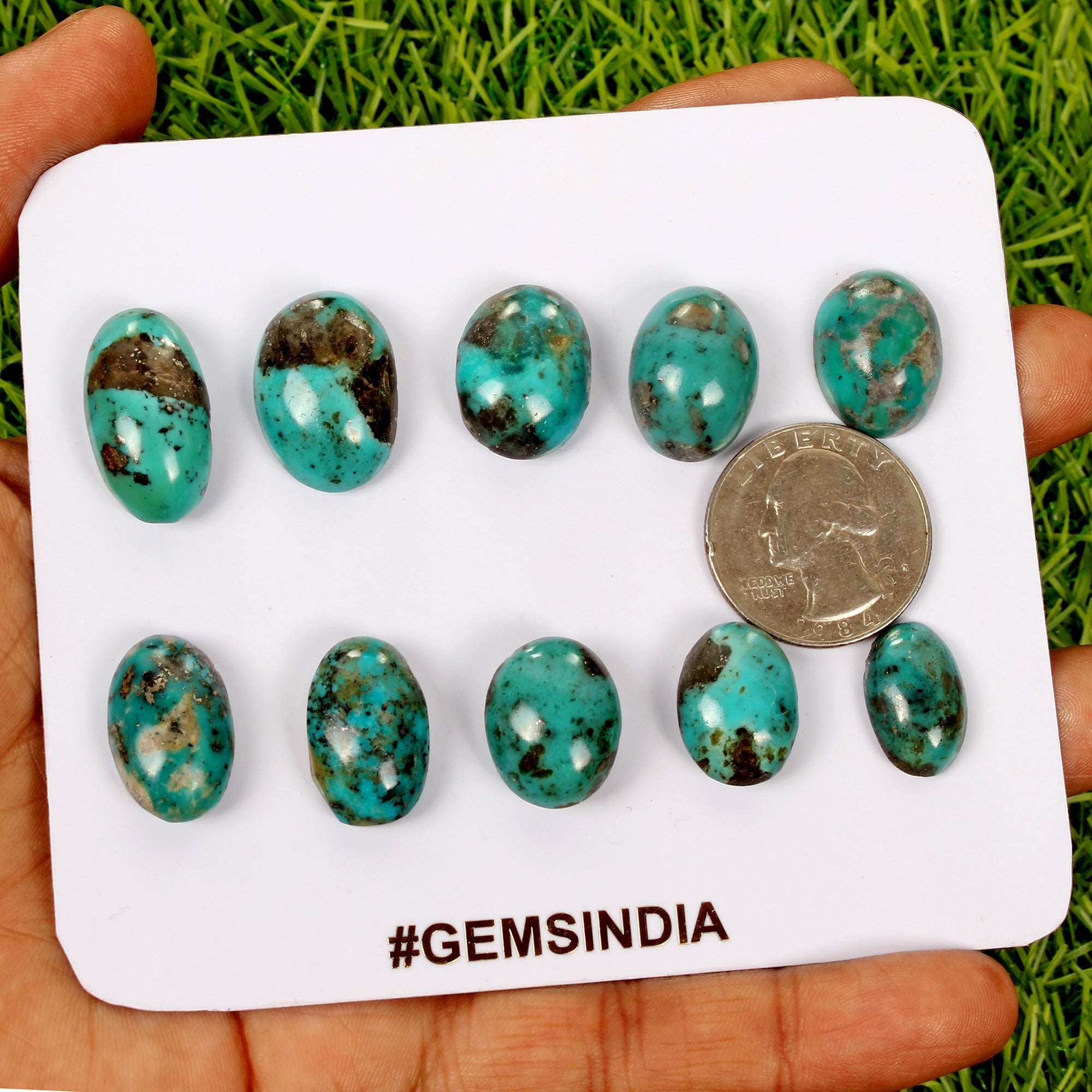 10 Pcs Natural Untreated Blue Turquoise 16-23mm Oval Cabochon Gemstones~129 Cts