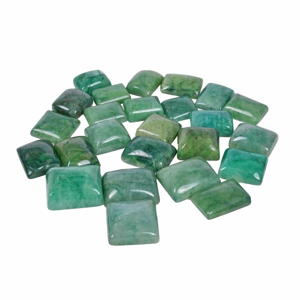Brazilian Emerald Lot, Cabochon, Color Enhanced, Green — 25 Pieces, 14mm to 19mm, 372 Ct, Brazil