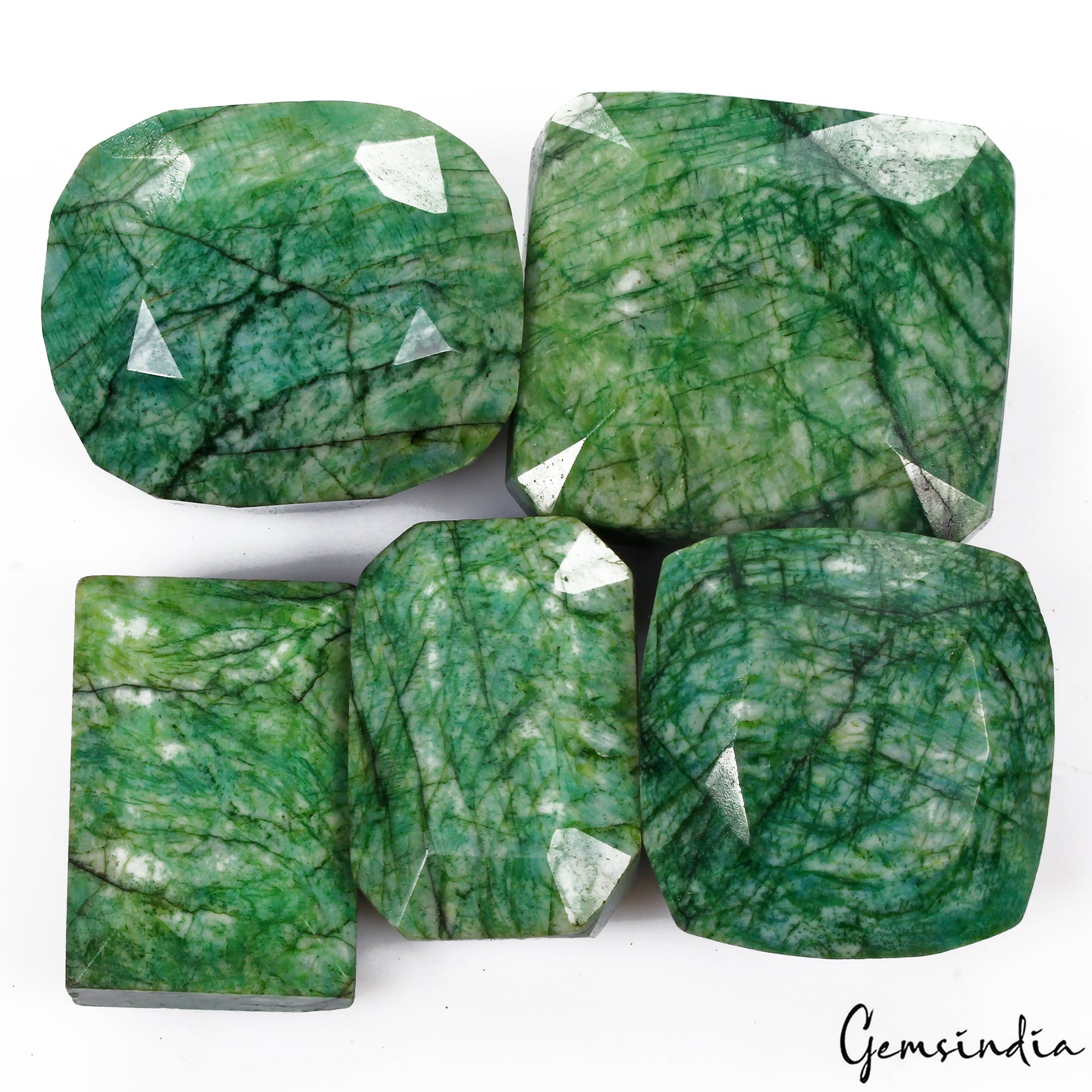 2120 Cts/5 Pcs Natural Brazilian Green Emerald Mix Cut Loose Gems Wholesale Lot