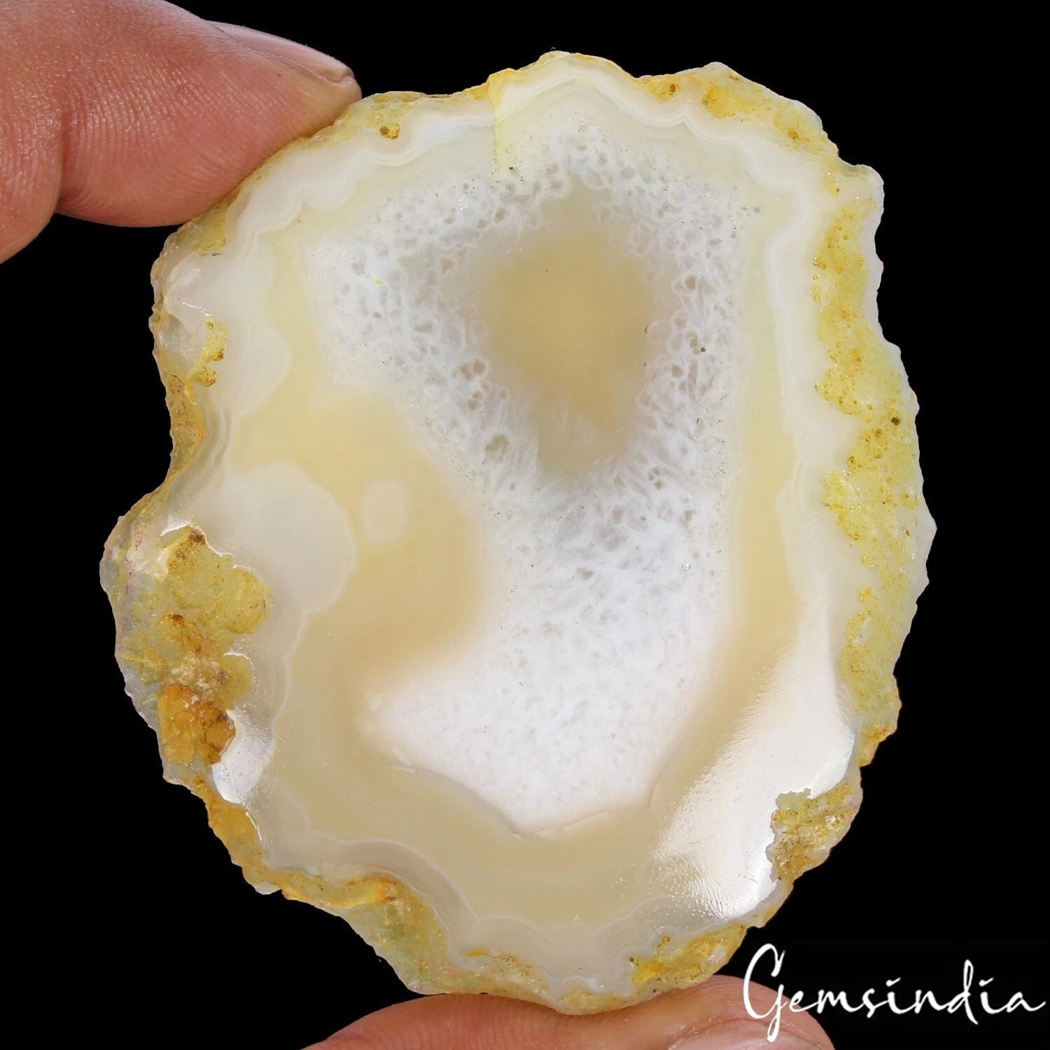 274 Ct Natural yellow-White Onyx/Agate Freeform Slice Cabochon — Pendant Jewelry