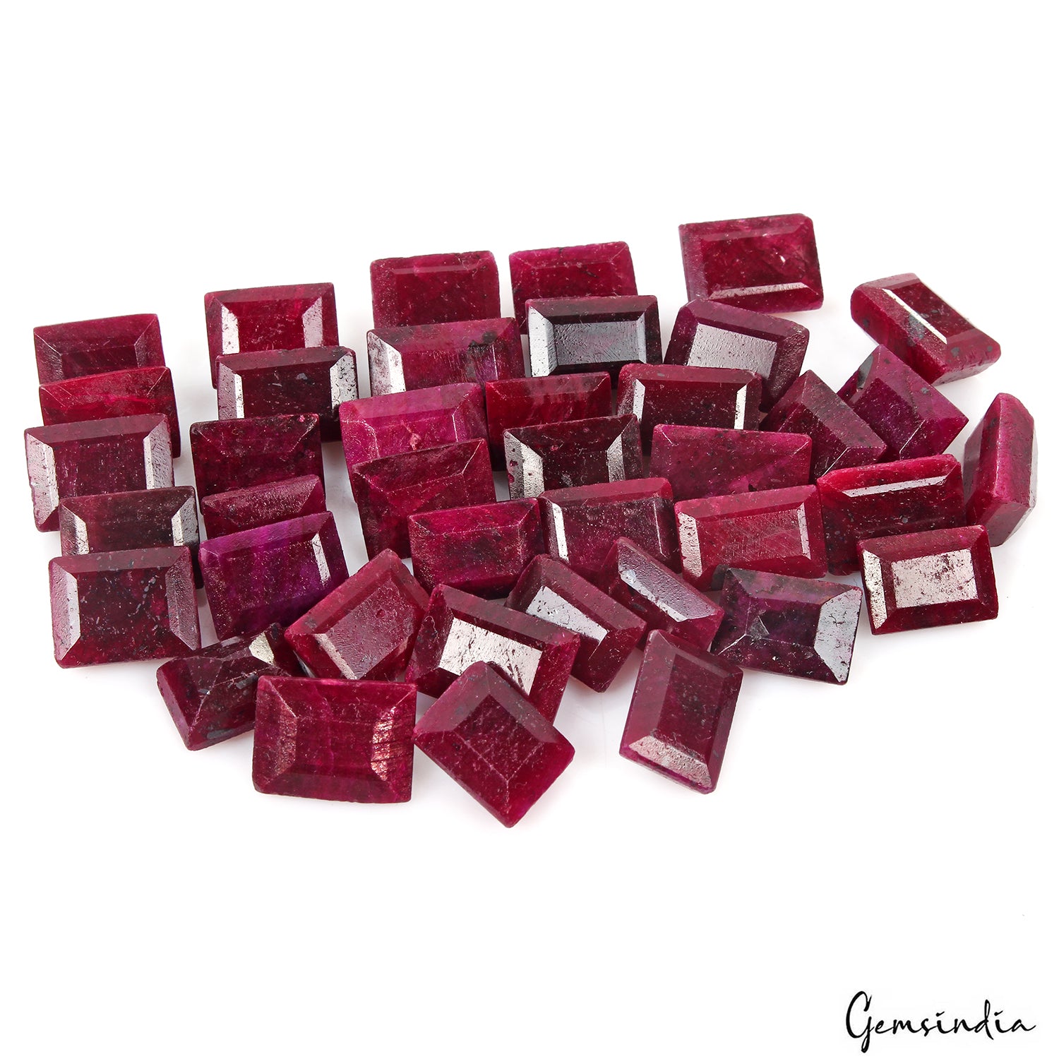 Ruby Lot, Loose Gemstone, Color Enhanced, Red — 40 Pieces, 12mm to 17mm, 500 Ct, Madagascar