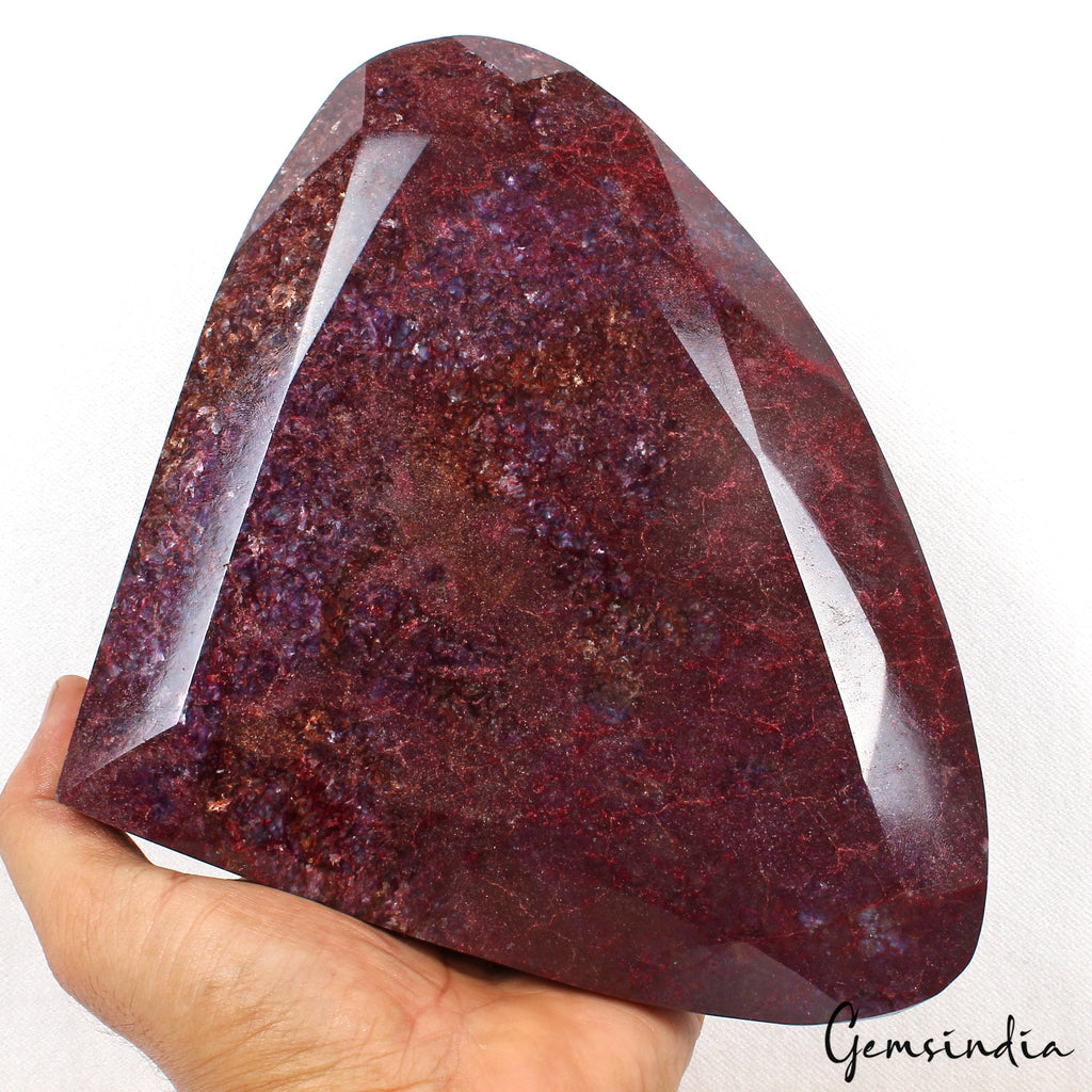 RARE 3 Kilo Natural HUGE Red Ruby Museum Grade Pear Cut Loose Gemstone w/ stand