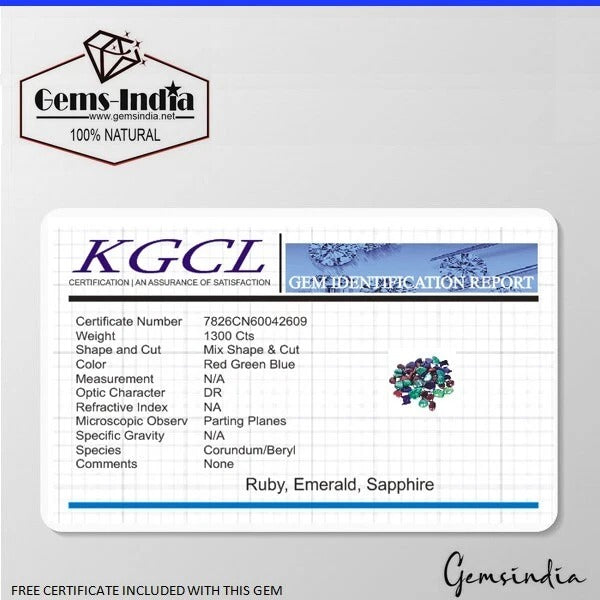 Certified 1300 Ct Natural Multi Color Emerald Ruby Sapphire Mix Cut Loose Gems