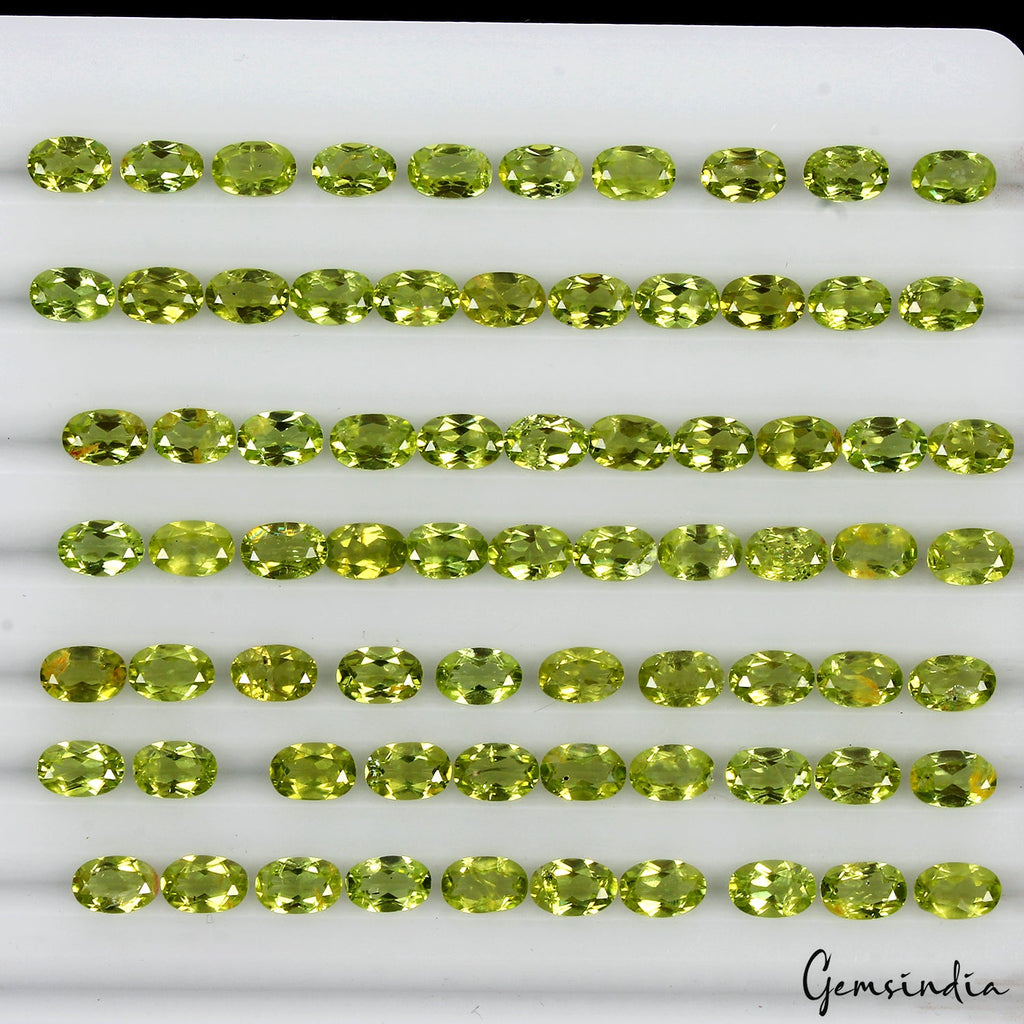 34.90 Cts/73 Pcs Natural Unheated Peridot Oval Calibrated 6x4mm Loose Gems Lot