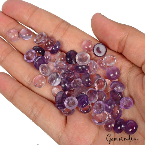Amethyst Lot, Cabochon, Untreated, Purple — 57 Pieces, 7mm to 10mm, 150.00 Ct, Brazil