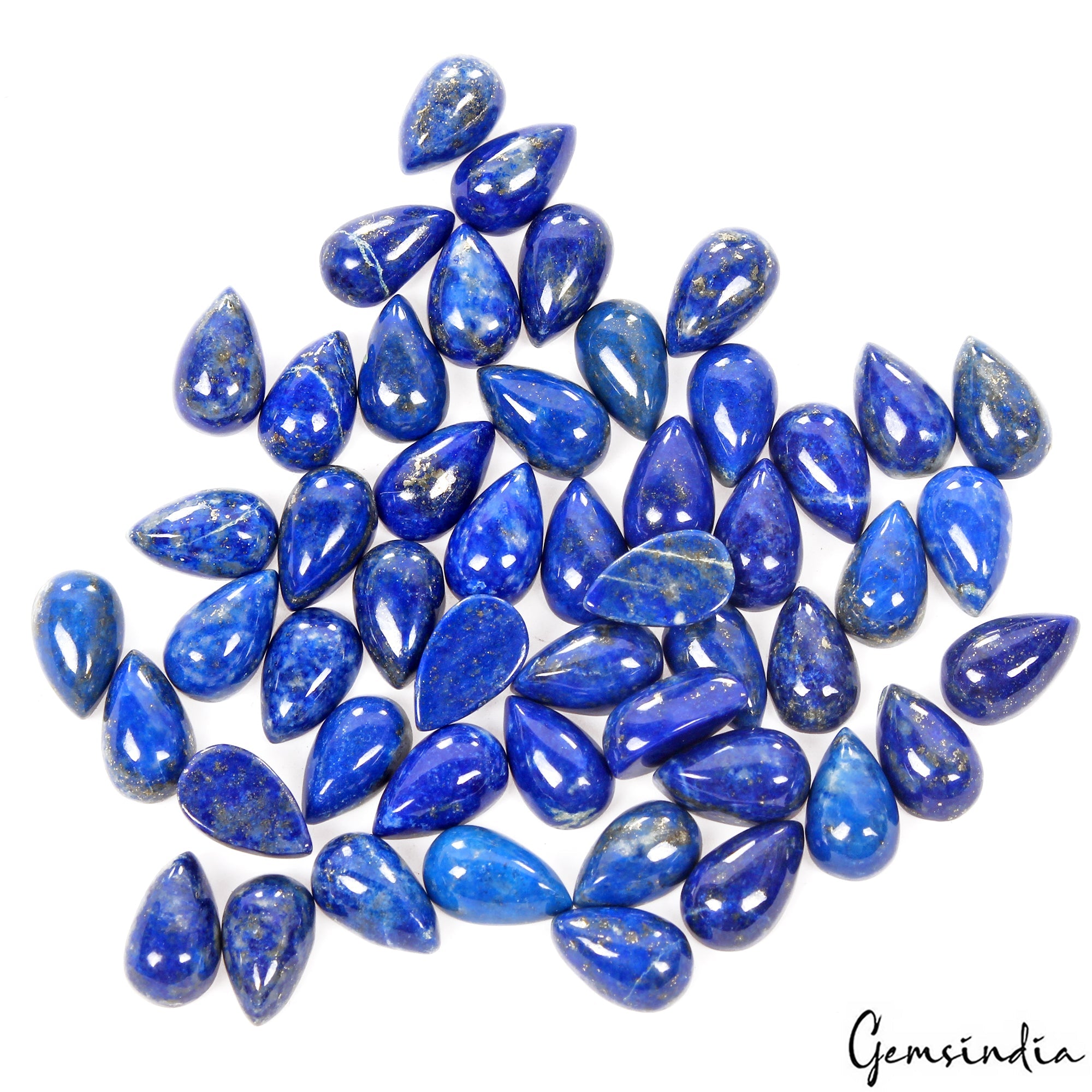 50 Pc Natural Blue Lapis Lazuli Pear Cabochon 7x5mm Loose Gemstones Lot~ 59.40Ct