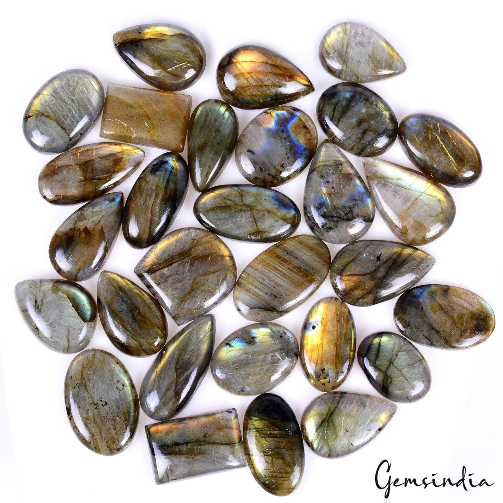 Labradorite Lot, Cabochon, Untreated — 29 Pieces, 22mm to 33mm, 720 Ct