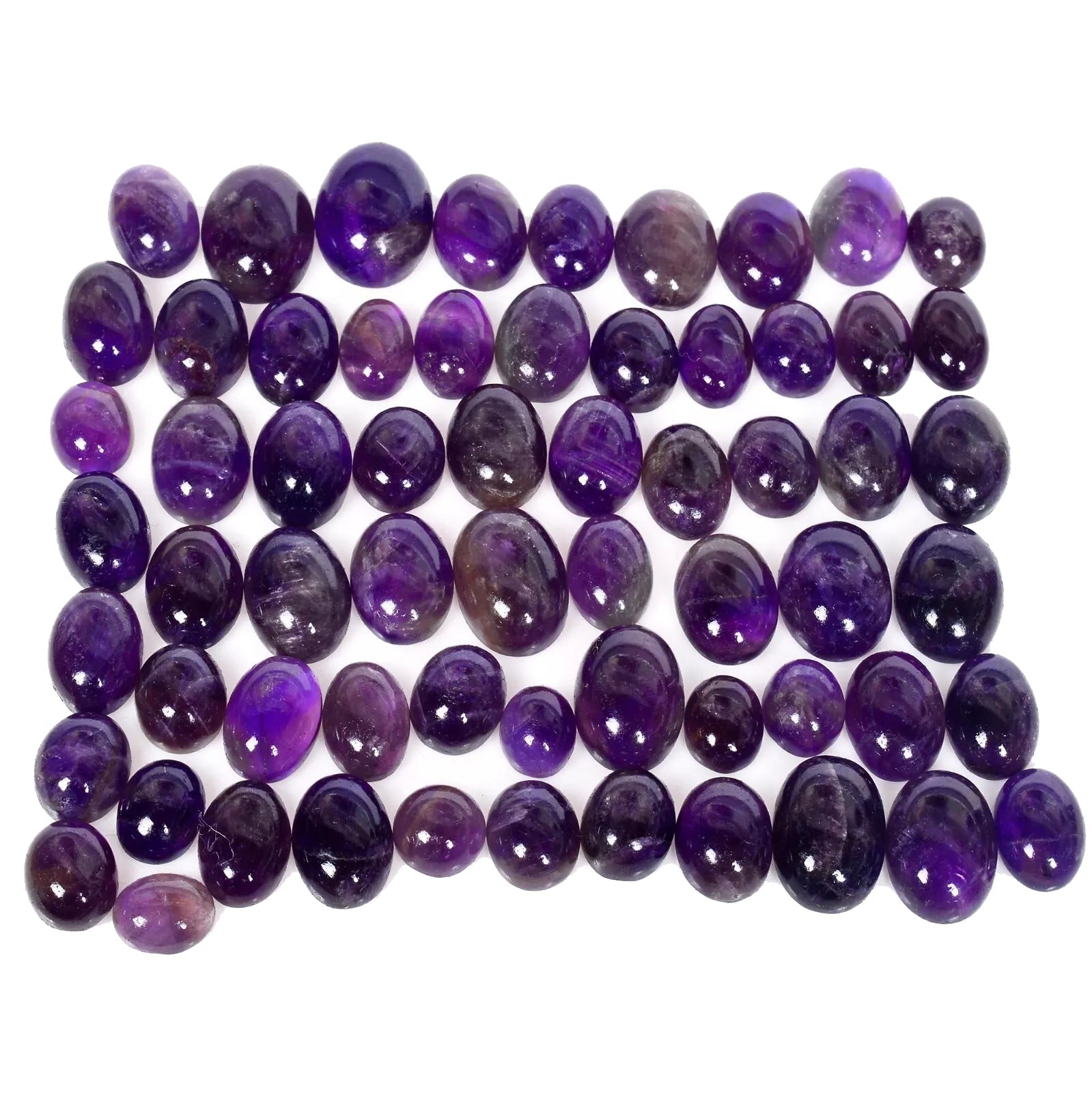 430 Cts/63 Pcs Natural Untreated Purple Amethyst Oval Cab Loose Gems For Jewelry