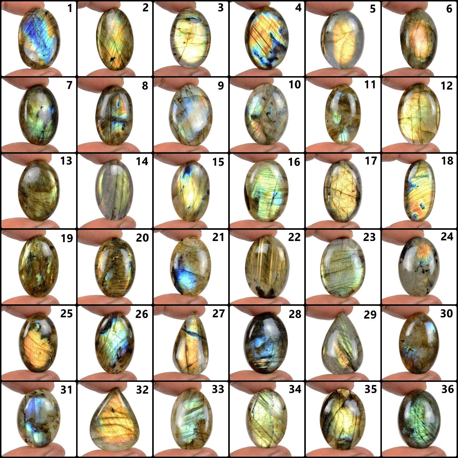 1770 Cts/36 Pcs Natural Untreated Multi Shine Labradorite Mix Cab Wholesale Gems