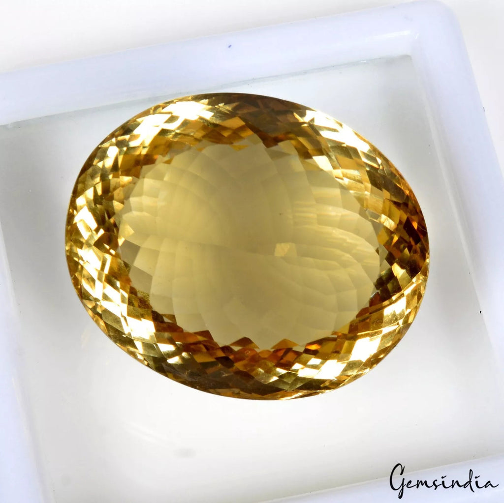 81.60 Ct Natural Yellow Untreated Citrine Oval Faceted Loose Gems For Jewelry