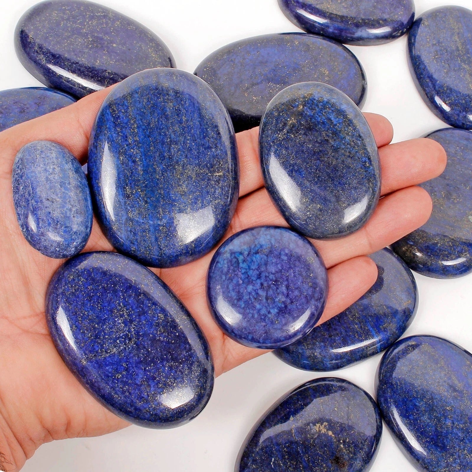 Wholesale Lot 5080 Ct Natural Blue Lapis Lazuli w/Gold Flecks Mix Cab Gems~18 Pc