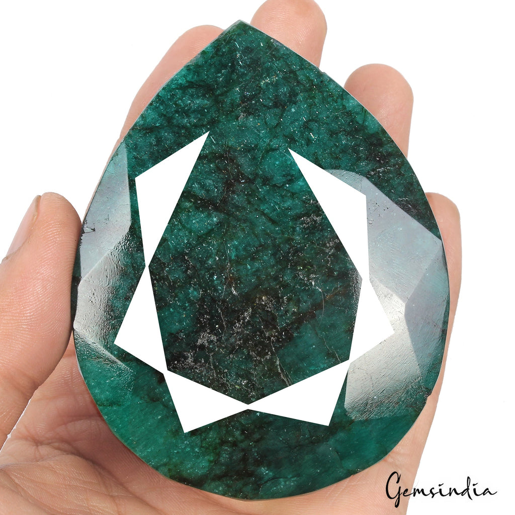 1940 Ct Natural Brazilian Blue Green Emerald Pear Faceted Earth Mined Loose Gems