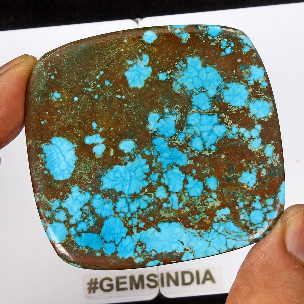Spiderweb Blue Turquoise Cushion Cab Arizona 233.10 Ct Museum Size Gems From U.S