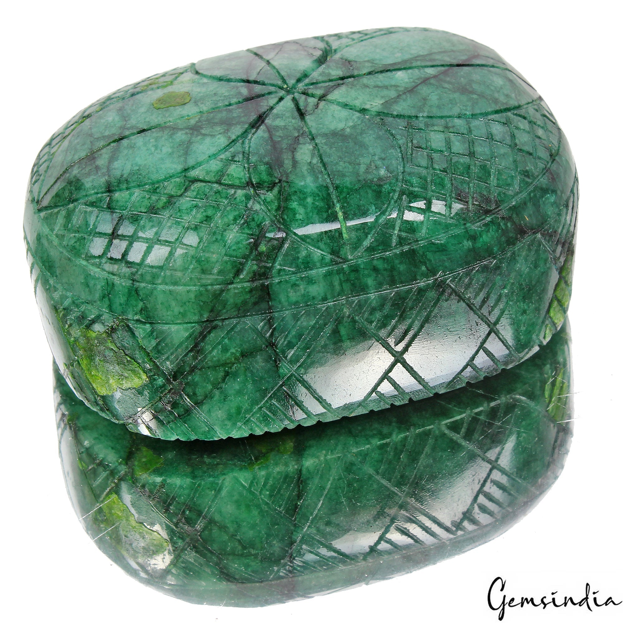 1600 Ct Natural Green Emerald Hand Carved Loose Oval Shape Brazil Huge Gemstone