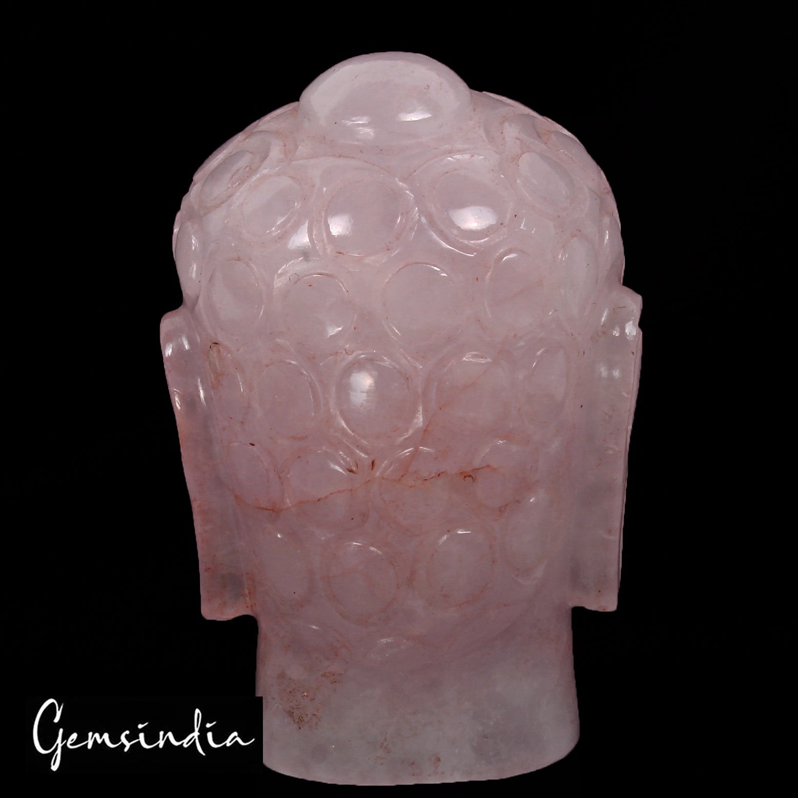 2.8" Natural Pink Rose Quartz Crystal Healing Buddha Head Gems Carving Statue