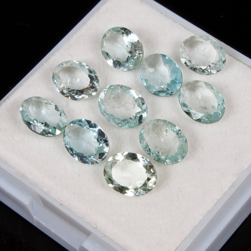 9.80 Ct Natural Blue Aquamarine Untreated 8mm*6mm Oval Cut Loose Gemstones ~10P