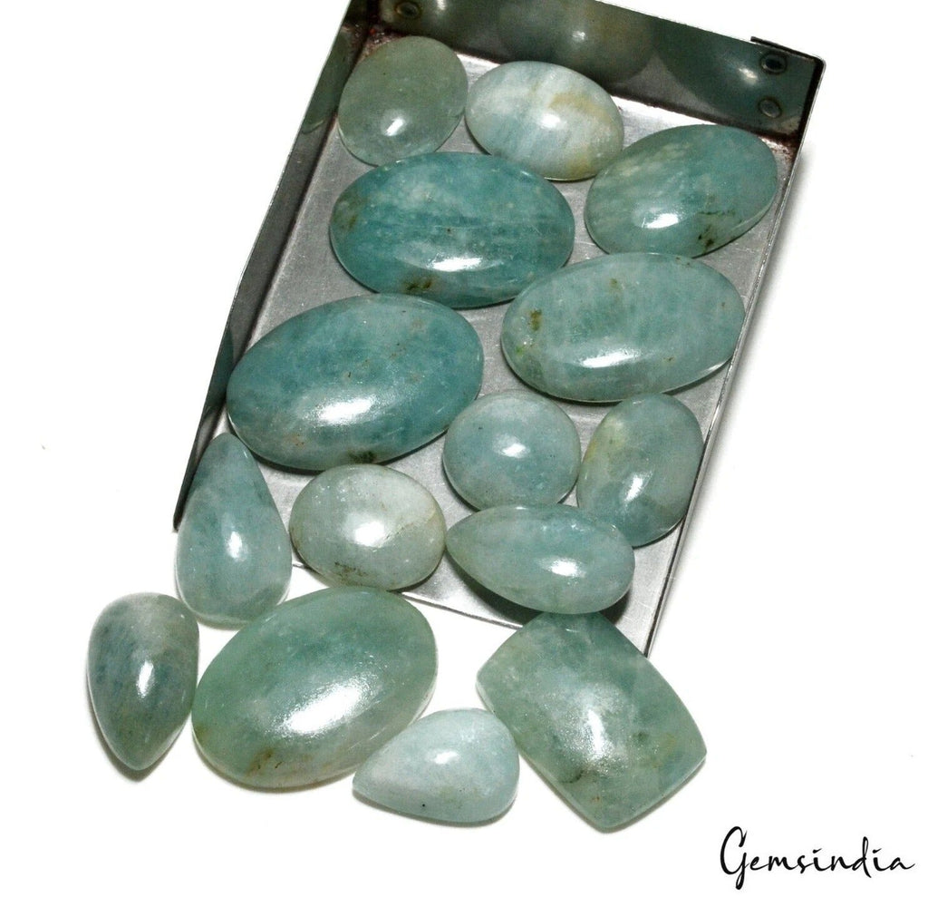 590 Ct/15 Pcs Natural Untreated Blue Aquamarine Beryl Mix Cab Wholesale Gems Lot