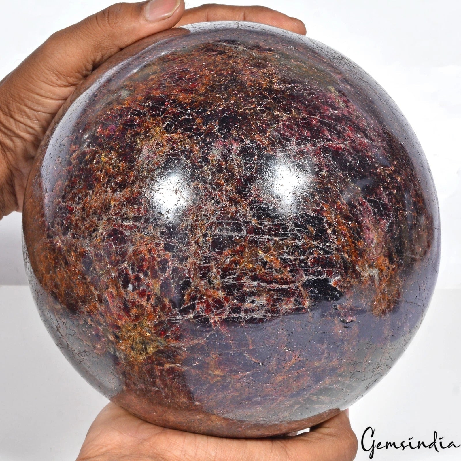 14.5 Kg Big Natural Garnet Gemstone Sphere Ball Crystal Reiki Healing Decor~7.6"