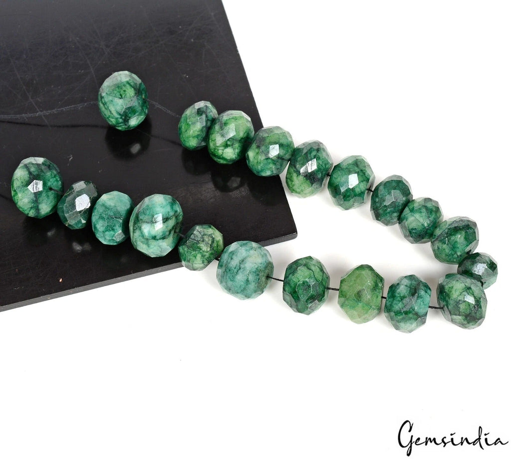 320 Cts/20 Pcs Natural Brazilian Green Emerald Round Cut Drilled Bead Loose Gems