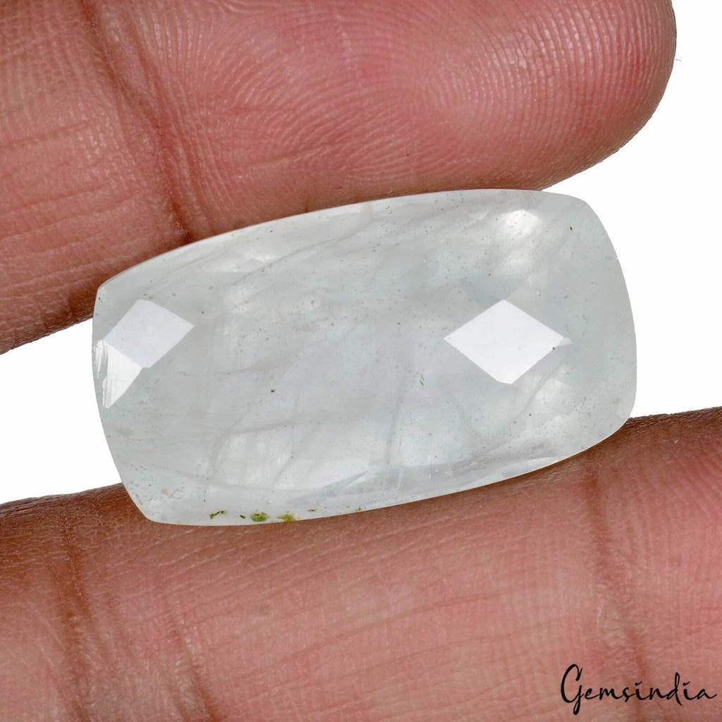 34.70 Cts Natural Untreated Brazilian Beryl Aquamarine Cushion Checker Cut Gem