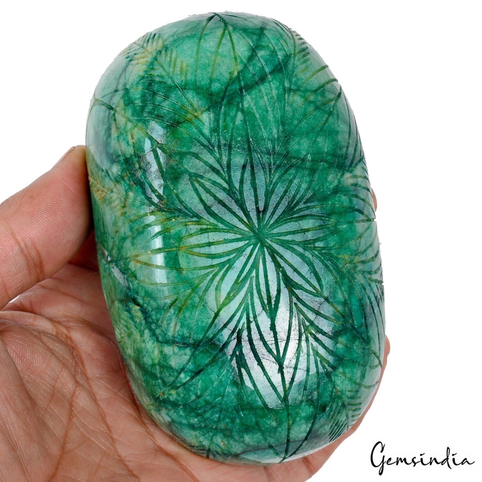 Emerald Carving, Color Enhanced — 111x67x42 mm, 3070 Ct, Brazil