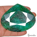 870 Ct. Natural Green Emerald Unique Pear Cut Loose Earth mined Gemstone w/Stand