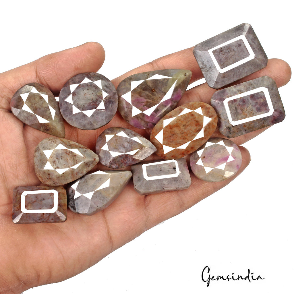 1030 Ct/12 Pc Natural Untreated Ruby in Crystal Matrix Mix Cut Wholesale Gem Lot