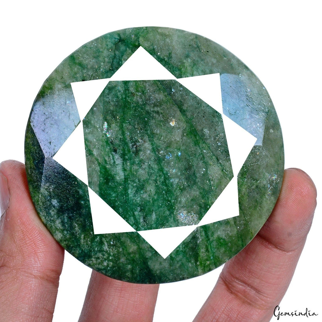1130 Cts Natural Brazilian Green Emerald Round Faceted Earth Mined Huge Size Gem