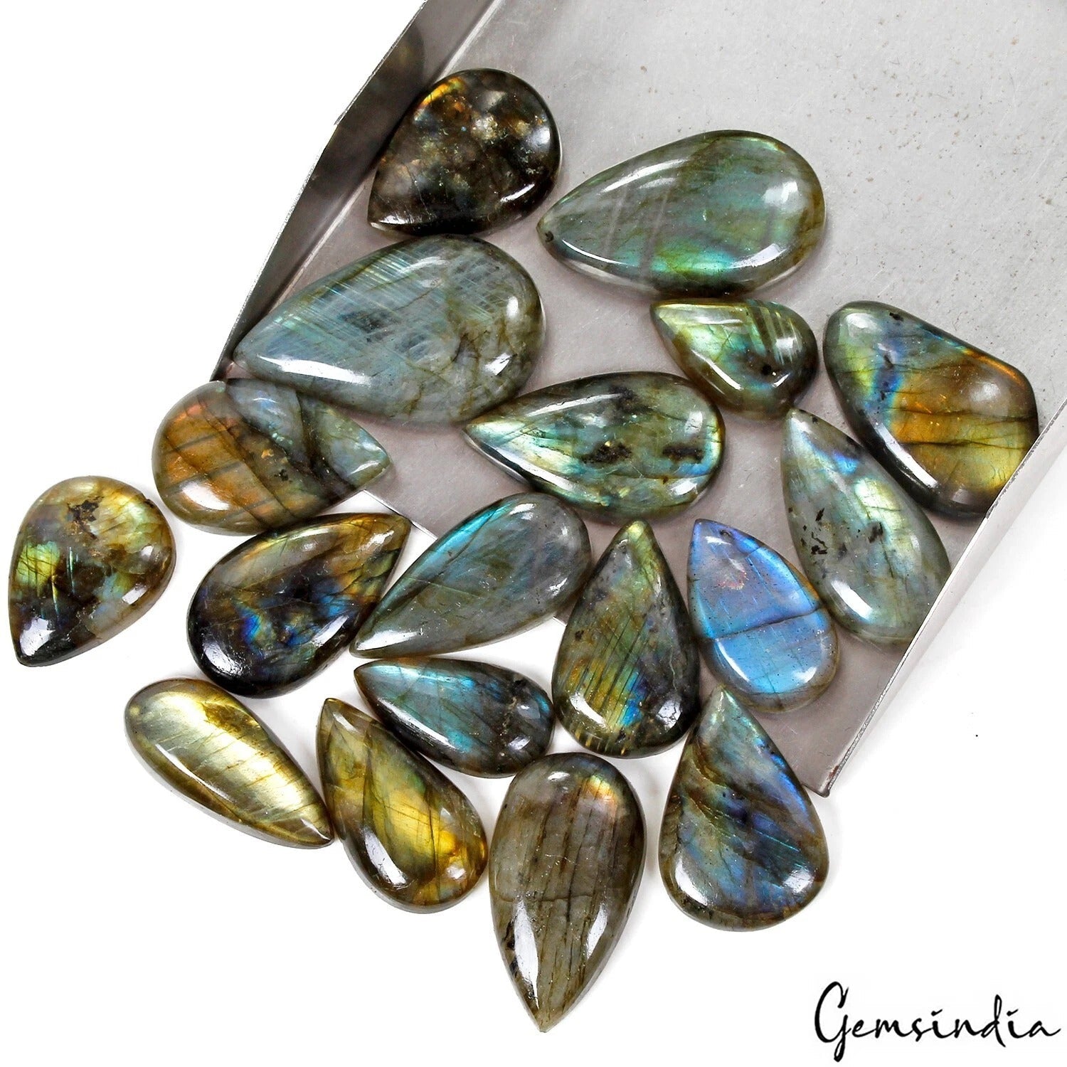 450 Ct Multi Labradorite Gemstone Lot 100% Natural Chatoyant Cabochon 20mm-36mm