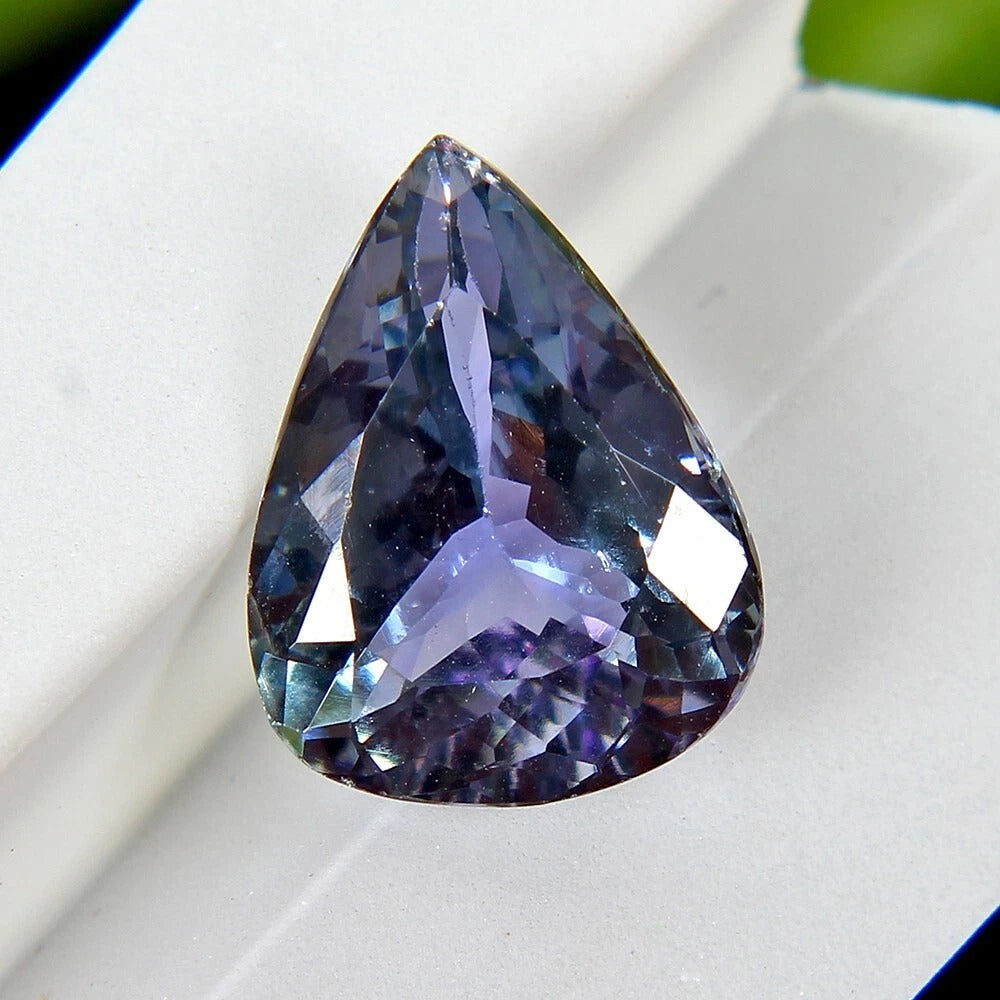 Blue Tanzanite Pear Certified 3.90 Ct Rare, D Block AAA Unheated Flawless Gem