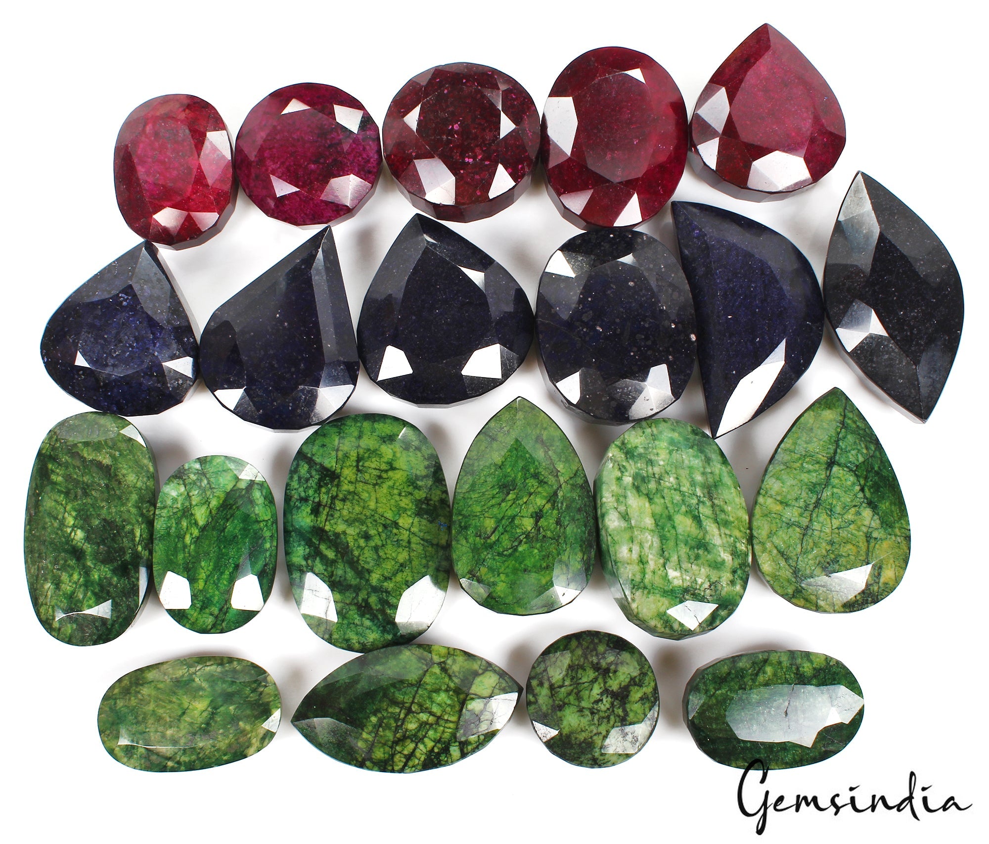 8 Kg Natural Ruby Emerald Sapphire Mix Cut Museum Size Loose Gemstones 61-123mm