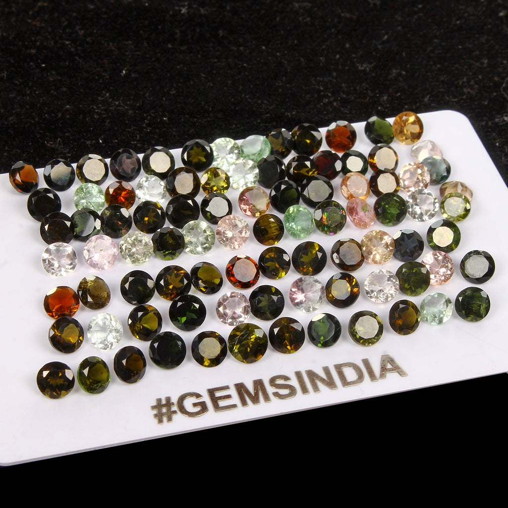 42.10 Cts Excellent Round Cut Natural Multi Color Tourmaline 89 Pcs Loose Gems
