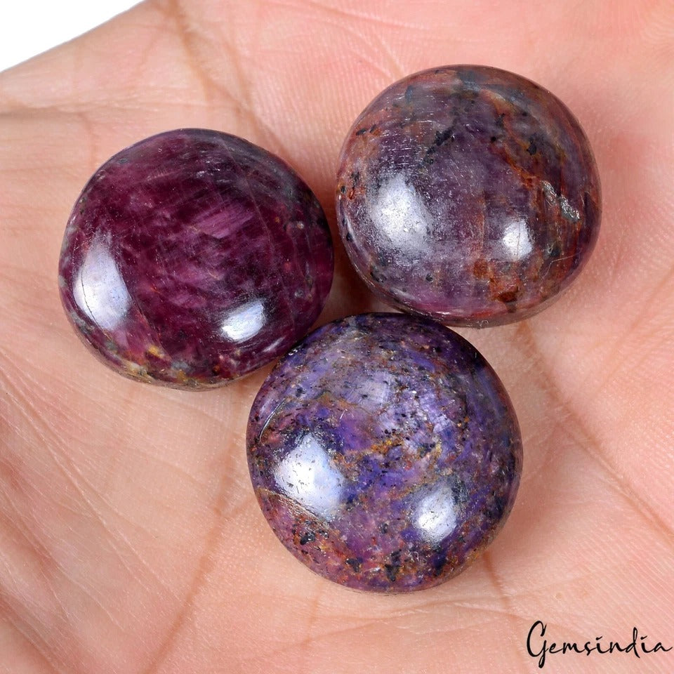 Ruby Lot, Cabochon, Untreated — 3 Pieces, 19mm to 21mm, 200 Ct, Madagascar