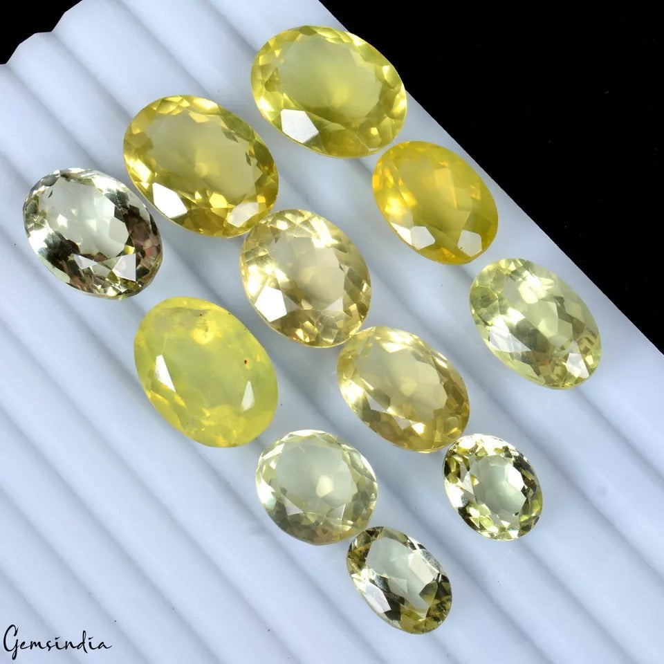 170.20 Ct/11 Pcs Natural Untreated Lemon Quartz Citrine Oval Cut Loose Gemstones