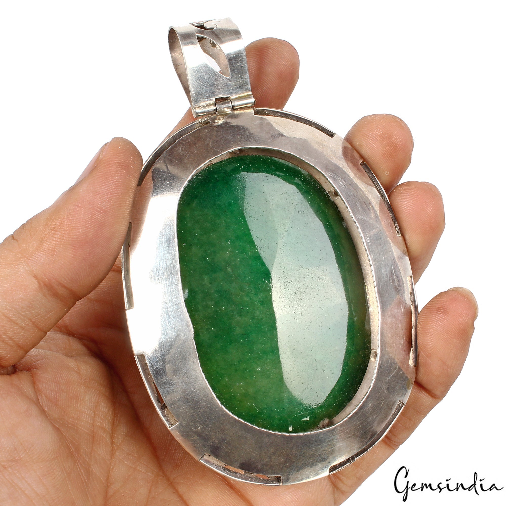 173.00 Gms Certified Natural Emerald Huge 925 Sterling Silver Exquisite Pendant