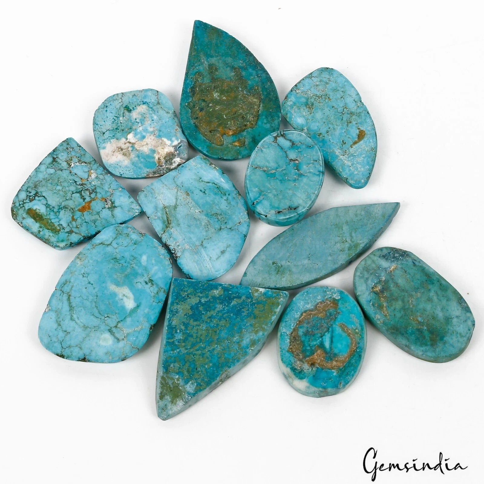 660 Ct/11 Pcs Natural USA Blue Green Turquoise Mix Cab Loose Wholesale Gemstones