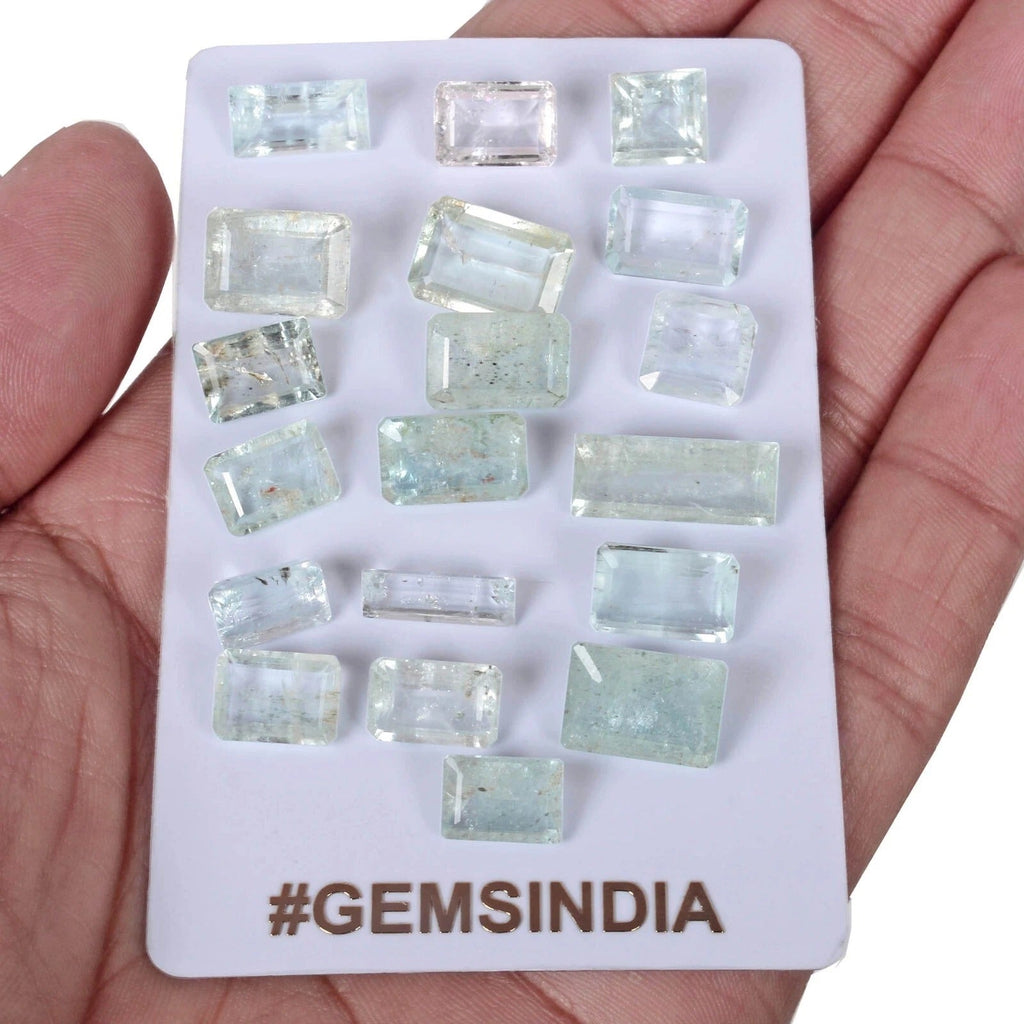 58.40 Ct 19 Pcs Lot Mix Cut Natural Blue Aquamarine - Unheated, Brazil Gemstones
