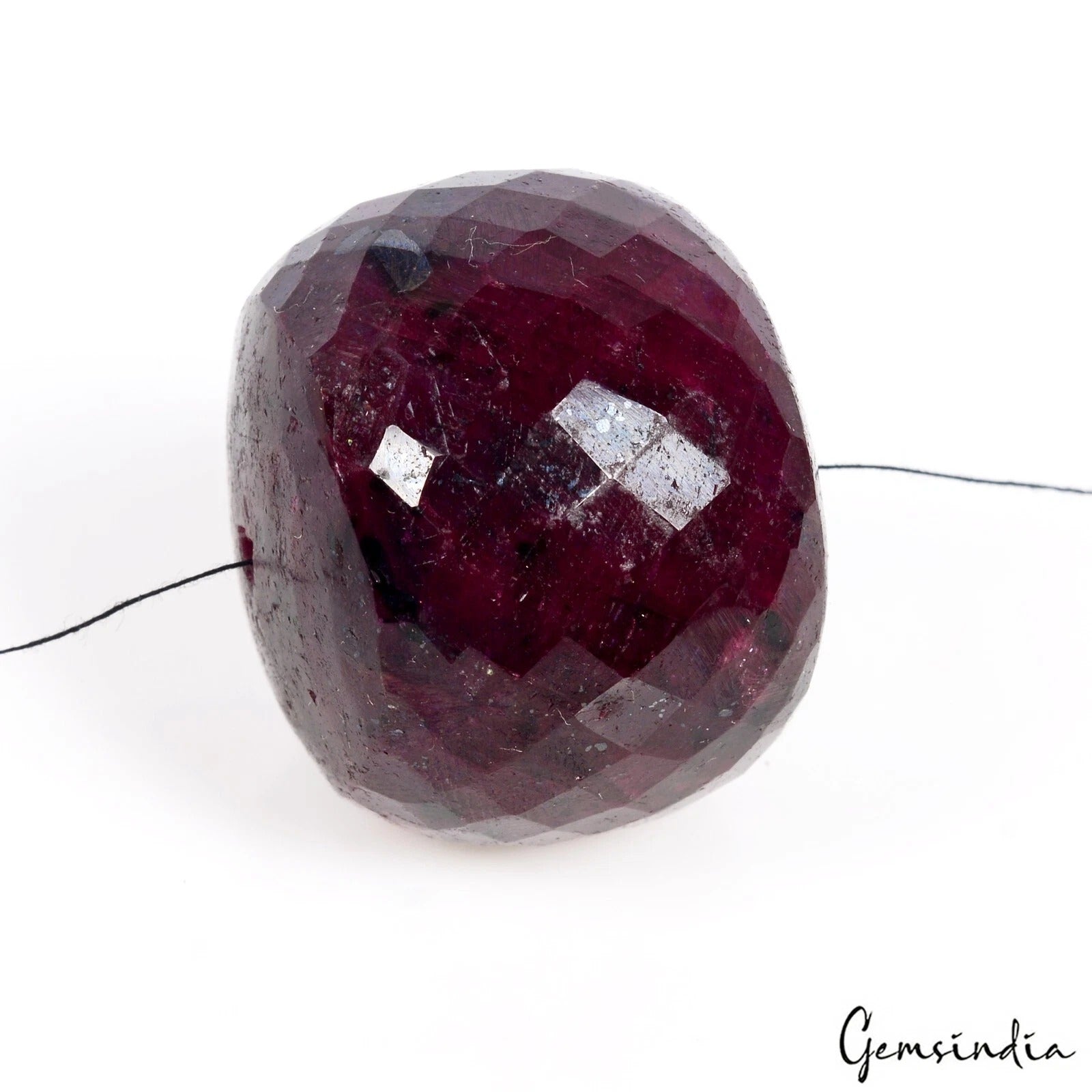 340 Ct Natural African Dark Red Ruby Round Checker Cut Drill Bead Huge Loose Gem
