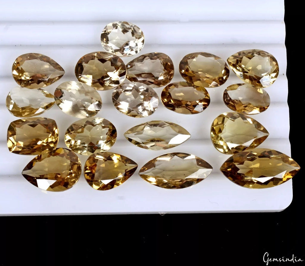 97.40 Ct/19 Pcs Natural Honey Quartz Citrine VVS Mix Cut 12-22mm Loose Gemstones