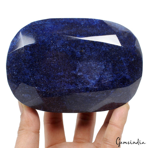 1.9 kg Large Natural Blue Sapphire Oval Cut Huge Polished Decorative Specimen