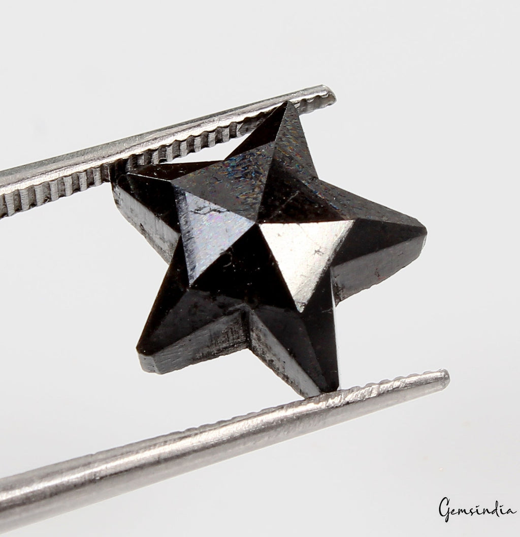 4.8 Carats 100% Natural Polished Star Shape Loose Earth Mined Black Diamond~12mm