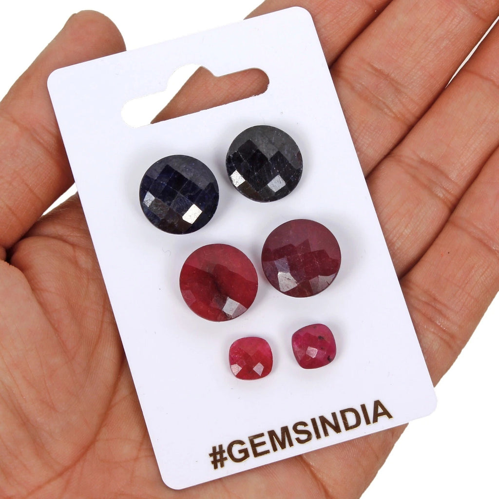 Ruby Lot, Loose Gemstone, Color Enhanced — 6 Pieces, 8mm to 15mm, 60.20 Ct