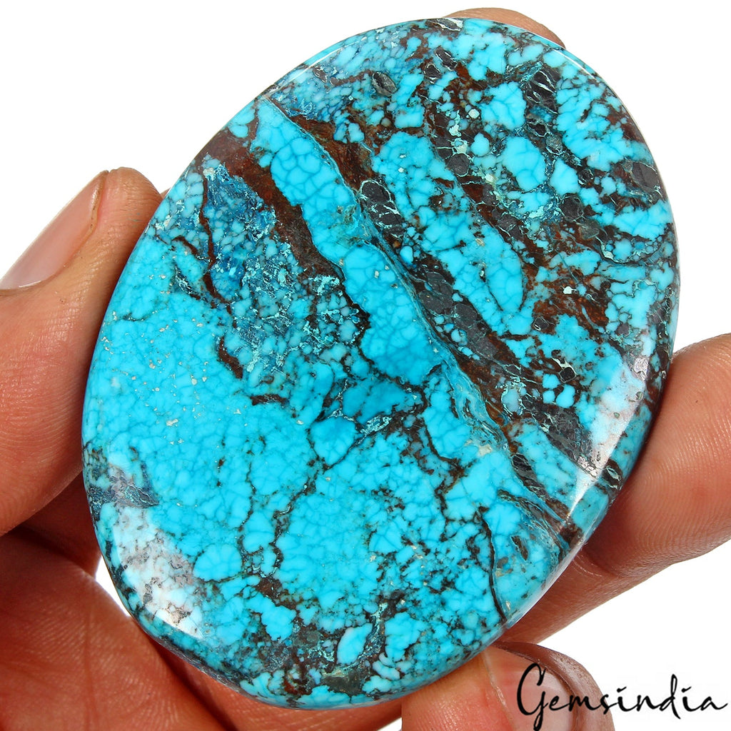 190 Cts Spiderweb USA Arizona Blue Turquoise Oval Cab Loose Huge Size Gemstone