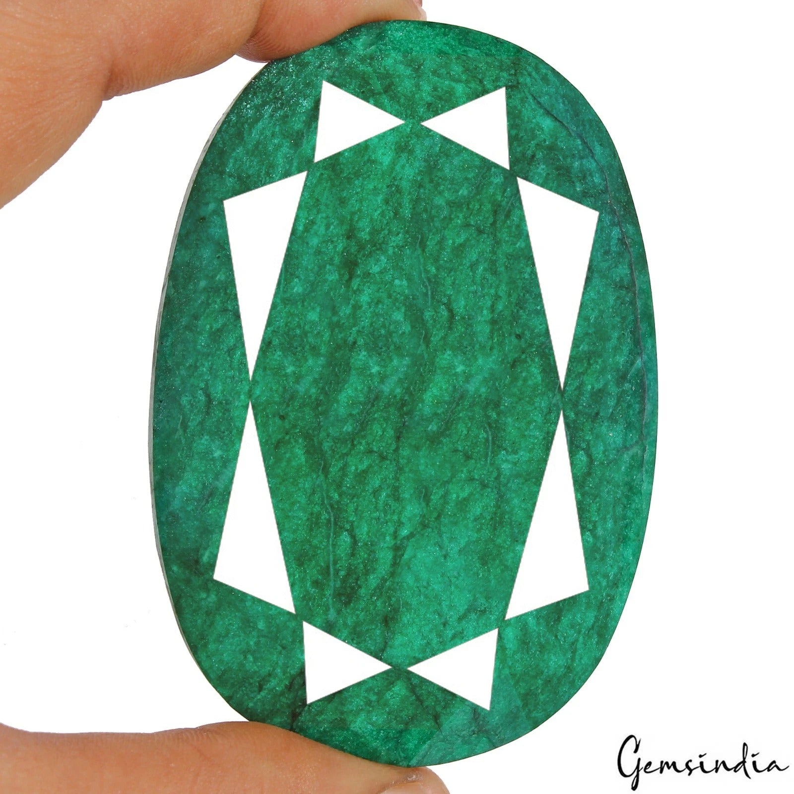 Emerald Loose Gemstone, Oval Cut, Color Enhanced — 81 x 55 x 25 mm, 950 Ct, Brazil