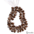 162.60Ct Genuine Untreated Smoky Quartz Beads Faceted Pear Brown Gem 7.5" Strand